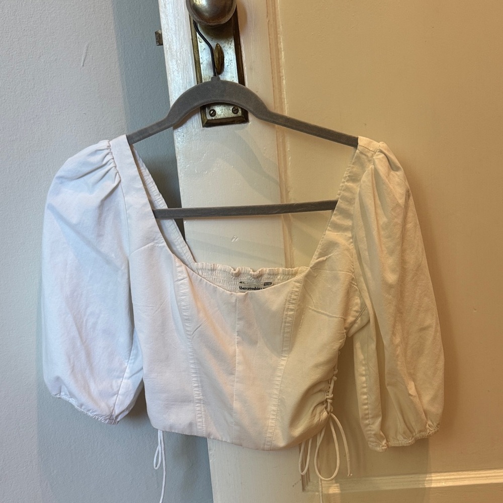 Abercrombie & Fitch White Puff Sleeve Blouse